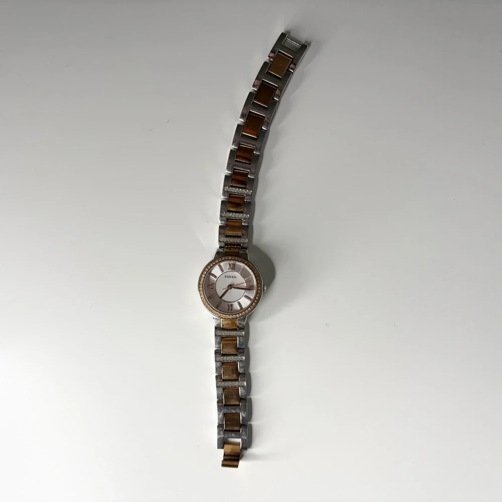 Fossil Womens Watch Silver Bronze Gemmed WR 5ATM ES3629
